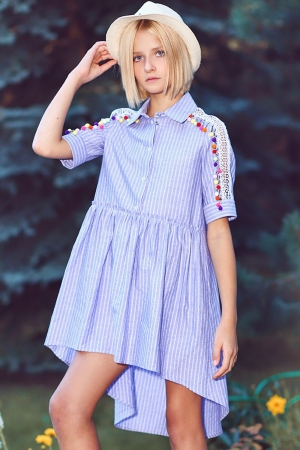 Платье-рубашка для девочки Noble People (Россия) Голубой